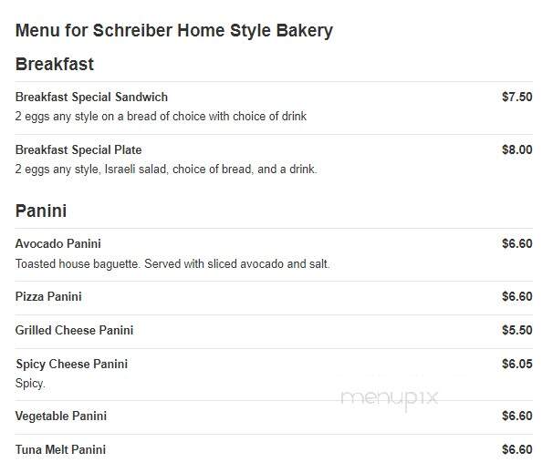 Schreiber Home Style Bakery - Brooklyn, NY menu_pic