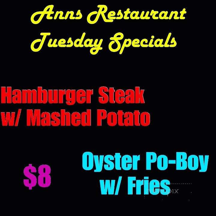 Anns Restaurant - Port Sulphur, LA menu_pic