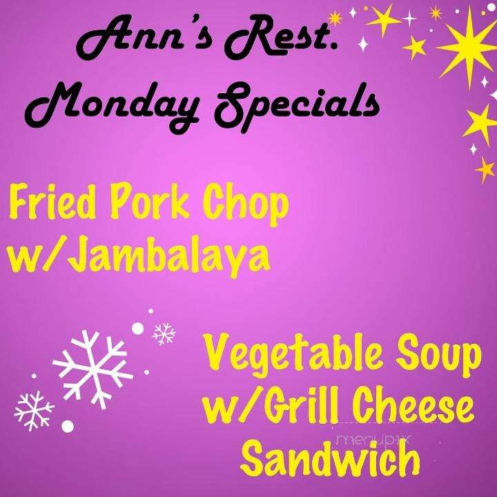 Anns Restaurant - Port Sulphur, LA menu_pic