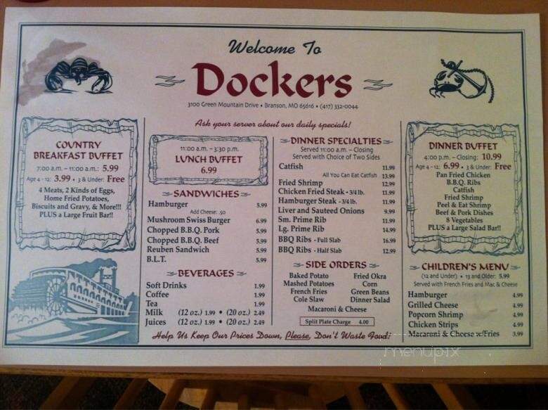 Docker's Restaurant - Branson, MO menu_pic