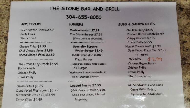 Millstone Inn & Restaurant - Arnoldsburg, WV menu_pic