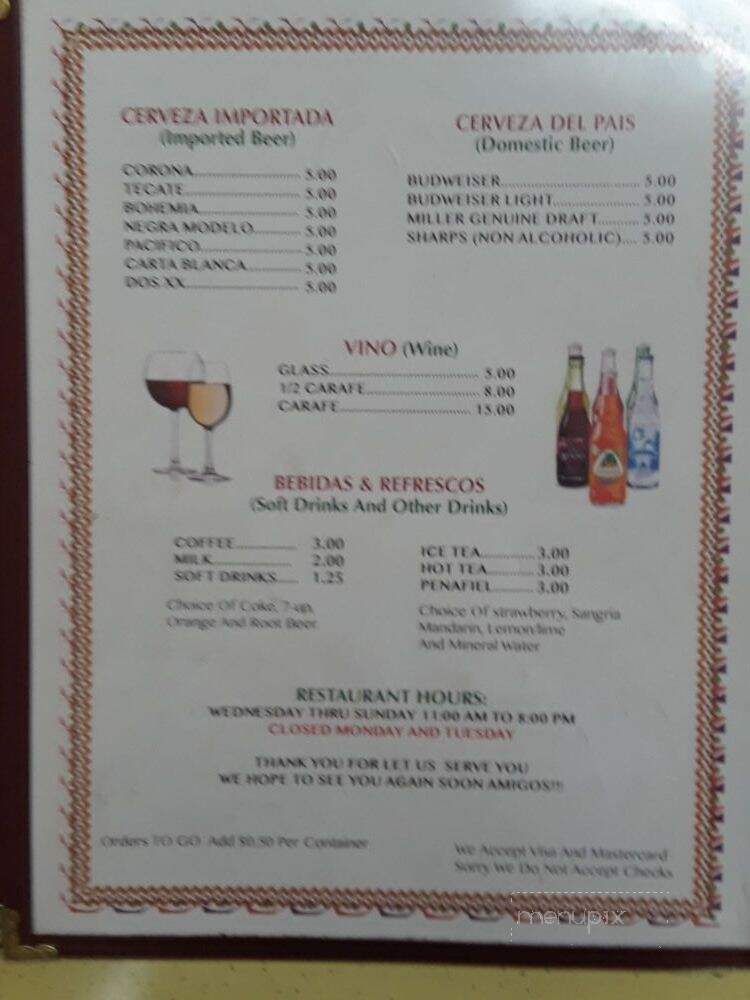 La Mexicana Restaurant - Oakland, CA menu_pic