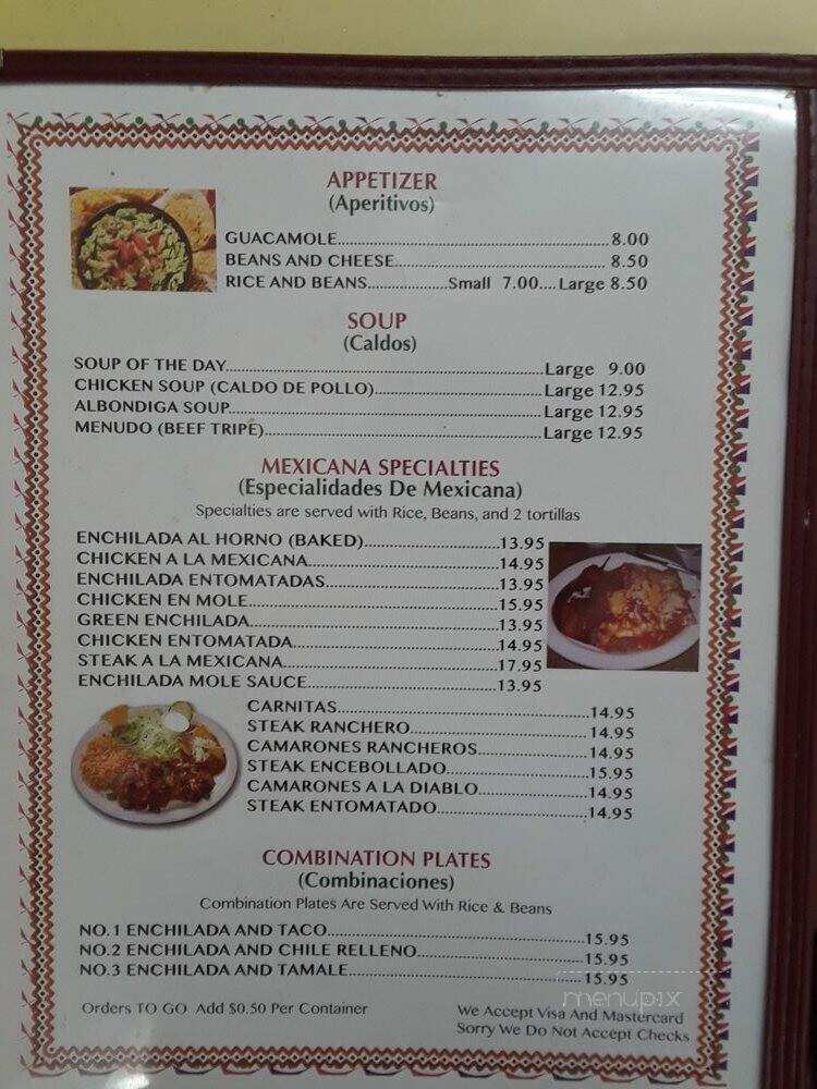 La Mexicana Restaurant - Oakland, CA menu_pic