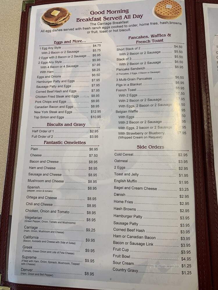 Carriage Cafe - Simi Valley, CA menu_pic