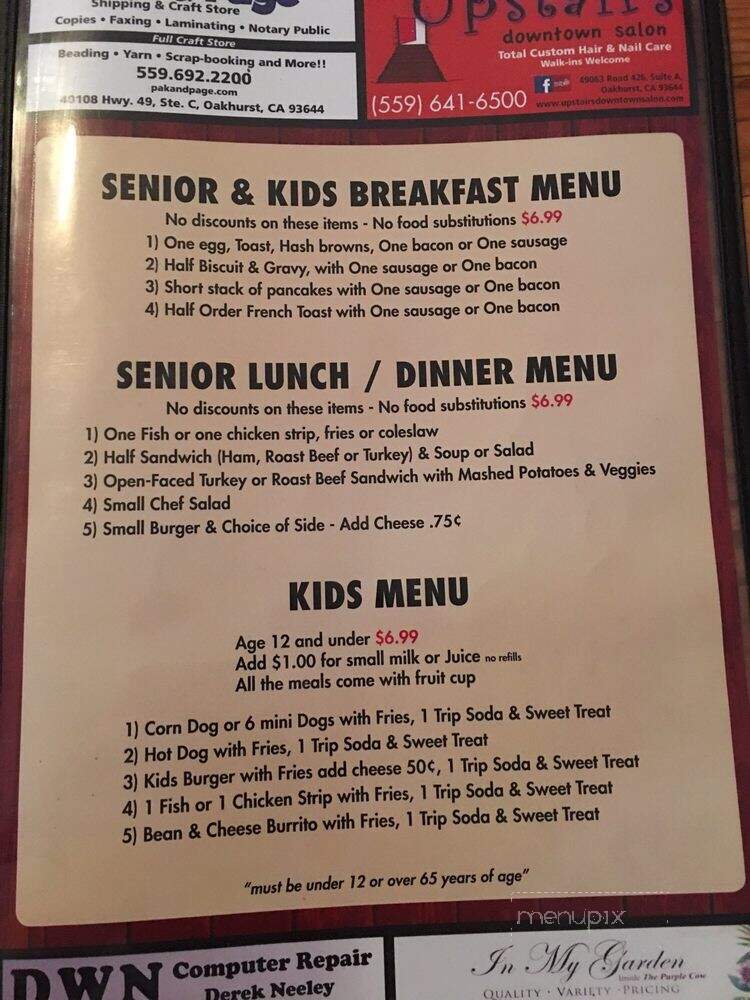Hitching Post Sports Bar - Ahwahnee, CA menu_pic