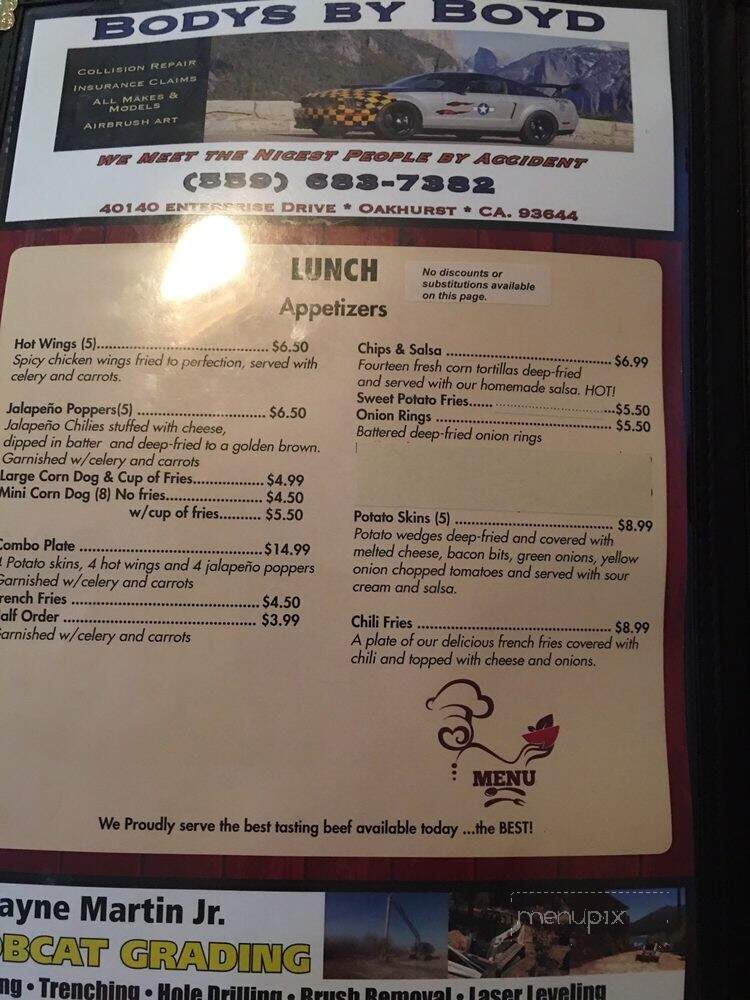 Hitching Post Sports Bar - Ahwahnee, CA menu_pic