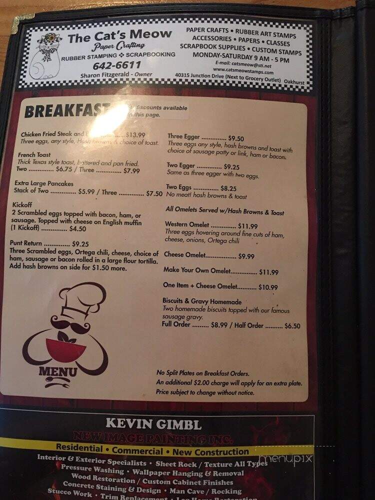 Hitching Post Sports Bar - Ahwahnee, CA menu_pic