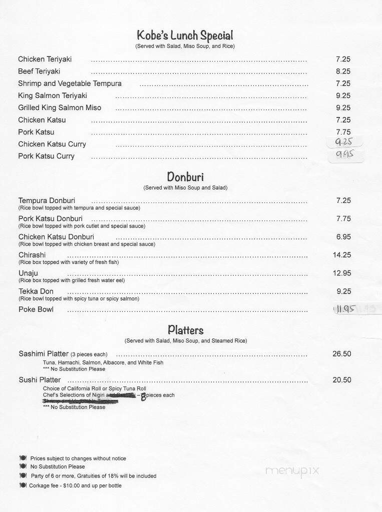 Kobe Sushi - Fountain Valley, CA menu_pic