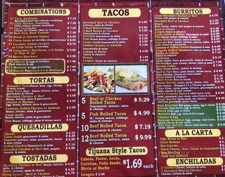Los Chavos - El Cajon, CA menu_pic
