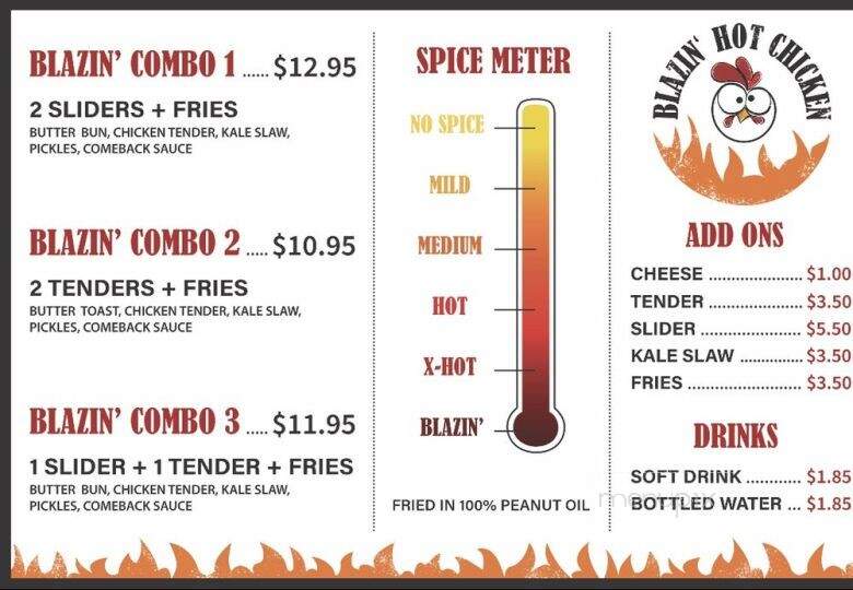 Blazin' Hot Chicken - La Crescenta-Montrose, CA menu_pic