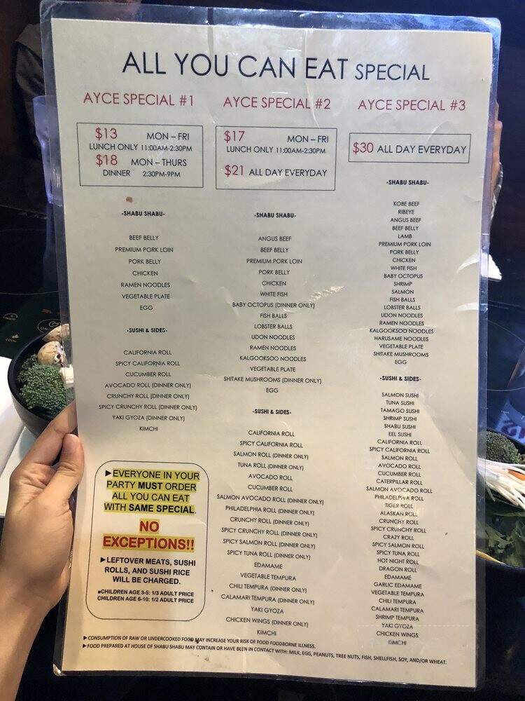 House of Shabu Shabu II - Anaheim, CA menu_pic