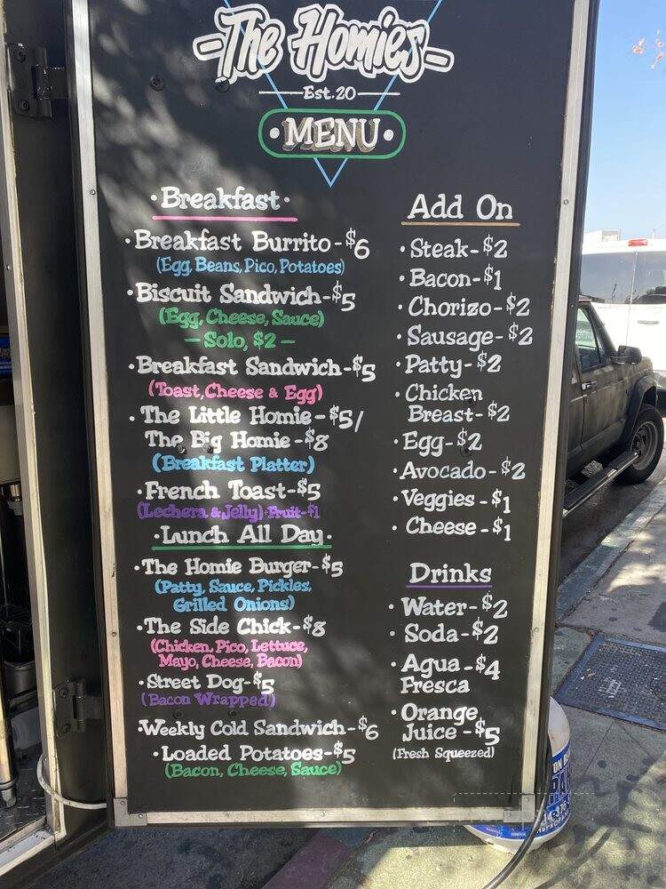 The Homies - Los Angeles, CA menu_pic