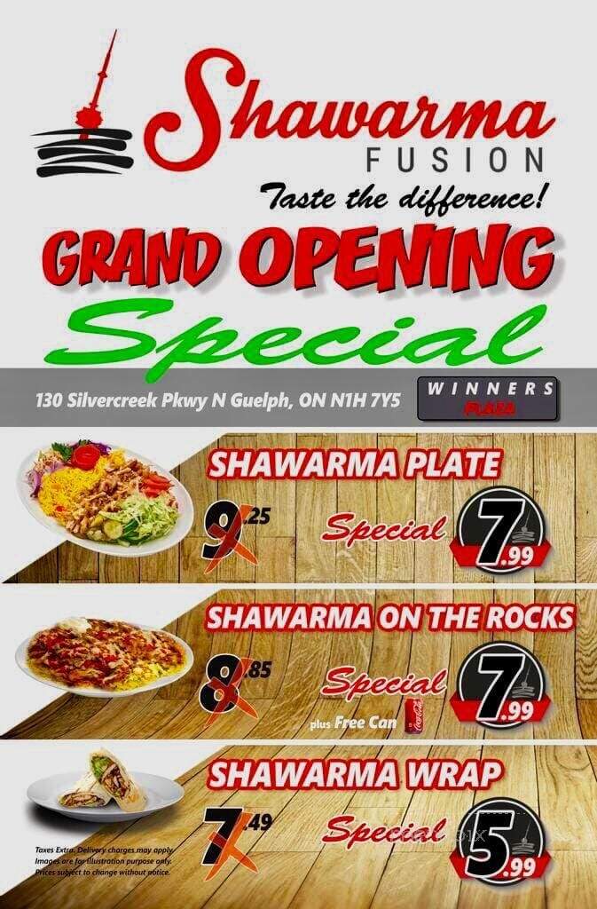 Shawarma Fusion - Guelph, ON menu_pic