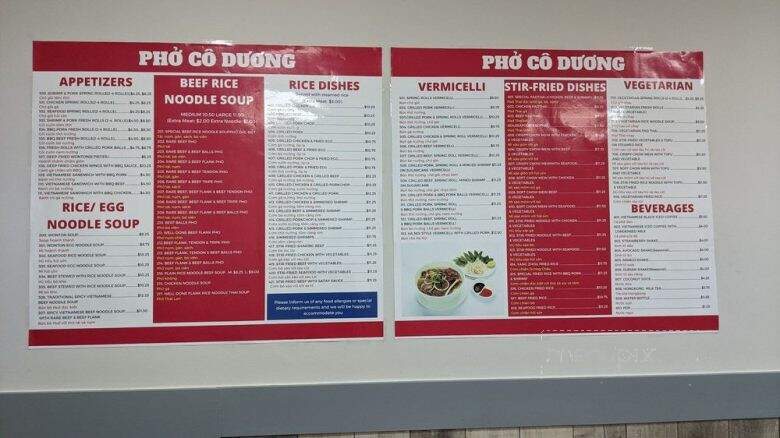 Pho Co Duong - Toronto, ON menu_pic