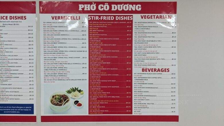 Pho Co Duong - Toronto, ON menu_pic