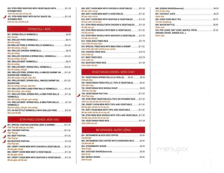 Pho Co Duong - Toronto, ON menu_pic