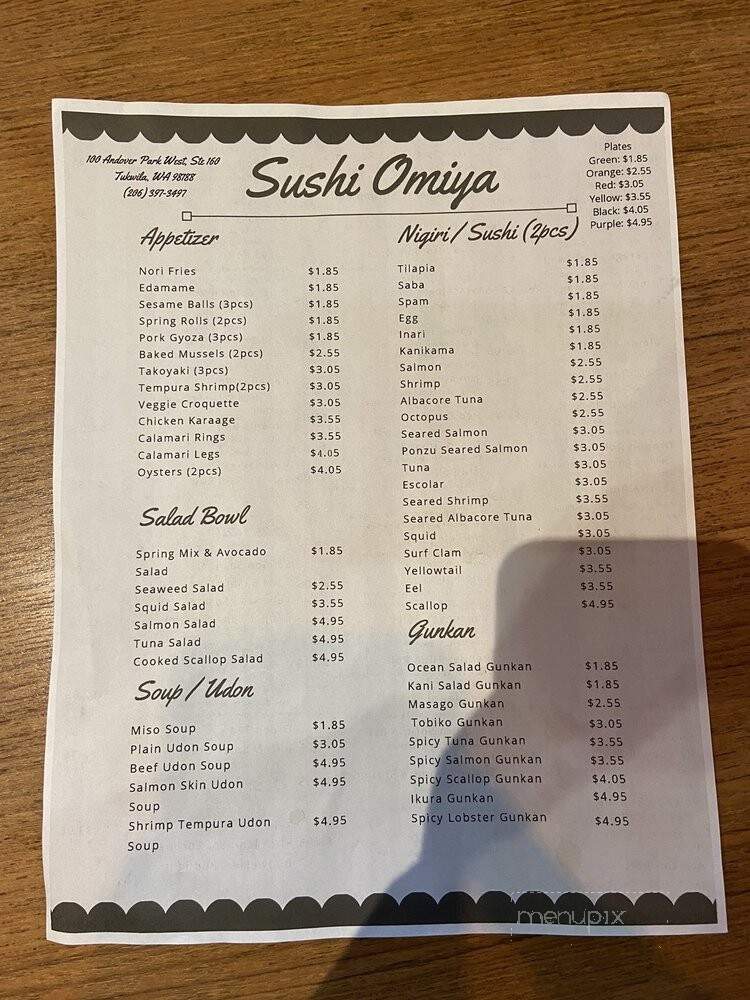 Sushi Omiya - Tukwila, WA menu_pic