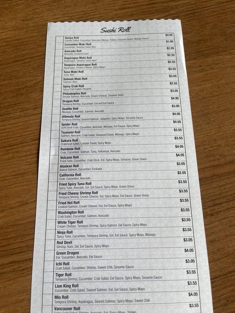 Sushi Omiya - Tukwila, WA menu_pic
