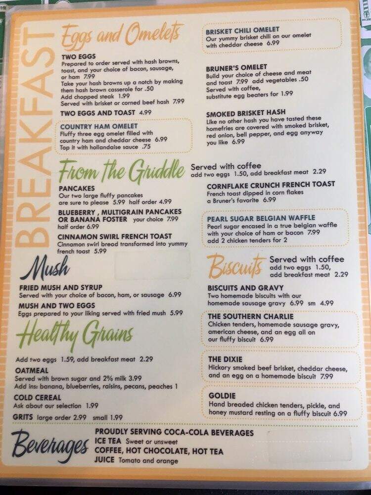 Bruner's Family Restaurant - Muncie, IN menu_pic