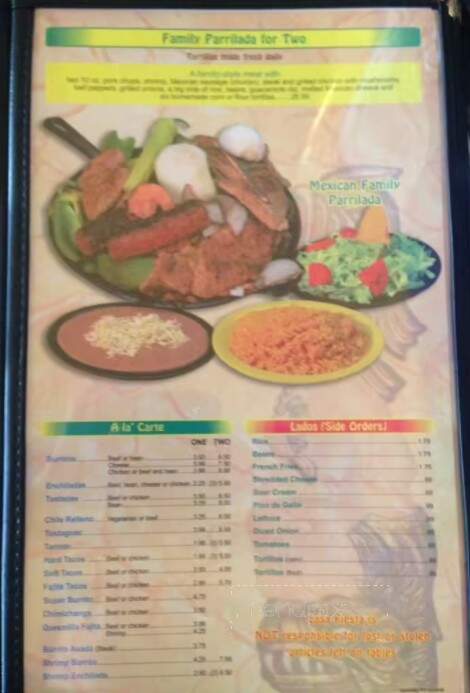 Casa Fiesta - Sandusky, OH menu_pic
