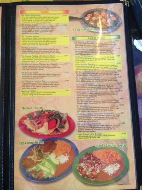 Casa Fiesta - Sandusky, OH menu_pic
