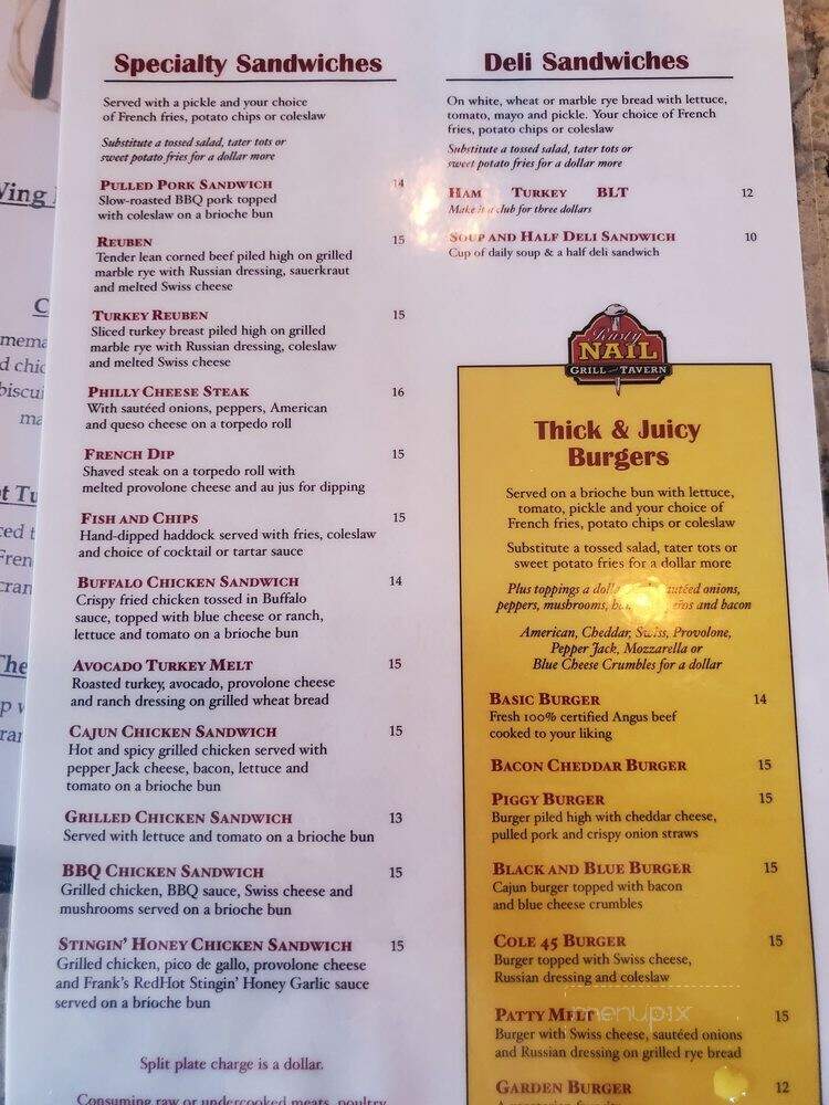 Rusty Nail - Cortland, NY menu_pic