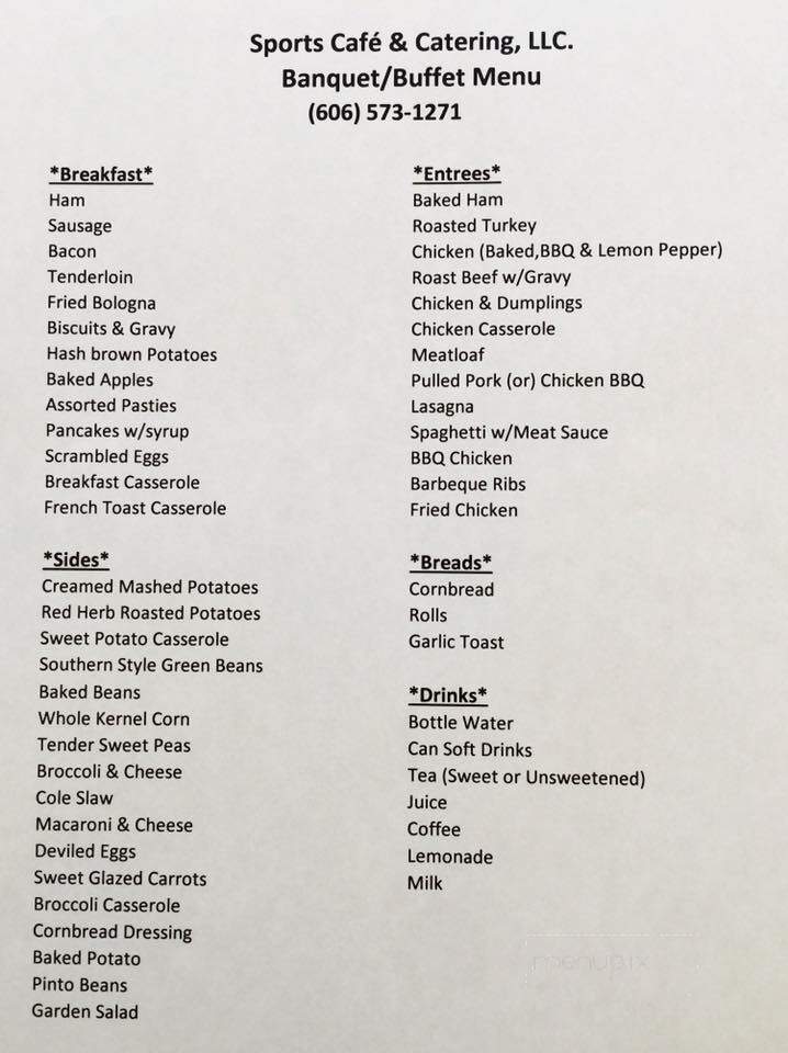 Sports Cafe & Catering - Harlan, KY menu_pic