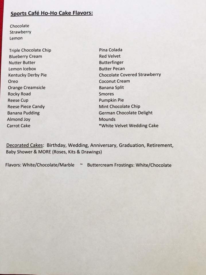 Sports Cafe & Catering - Harlan, KY menu_pic