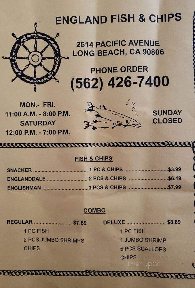 England Fish & Chips - Long Beach, CA menu_pic