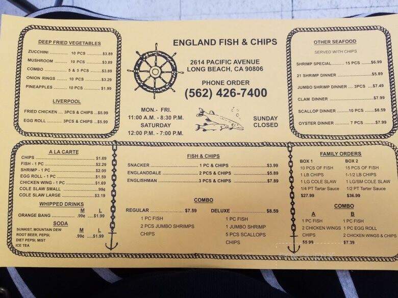 England Fish & Chips - Long Beach, CA menu_pic