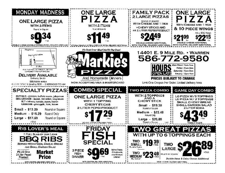 Markies Pizza - Warren, MI menu_pic