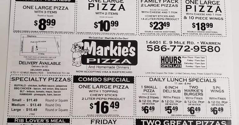 Markies Pizza - Warren, MI menu_pic