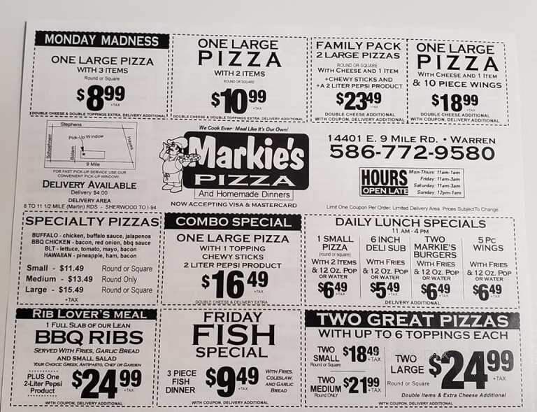 Markies Pizza - Warren, MI menu_pic