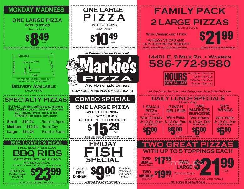 Markies Pizza - Warren, MI menu_pic