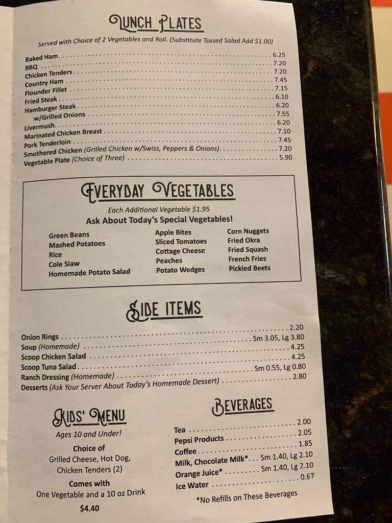 Callahan's Cafe - Newton, NC menu_pic