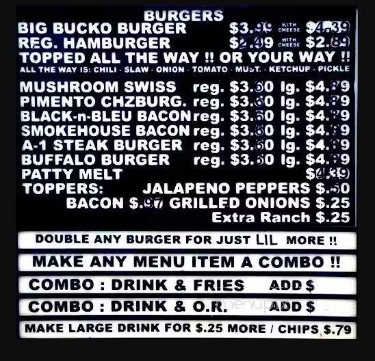 Buckos - Mooresville, NC menu_pic