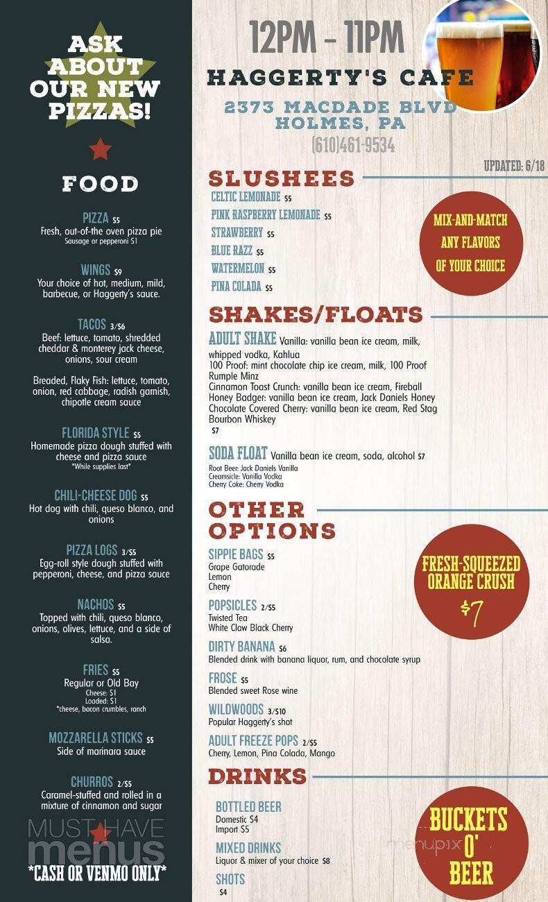 Haggerty's Cafe - Holmes, PA menu_pic