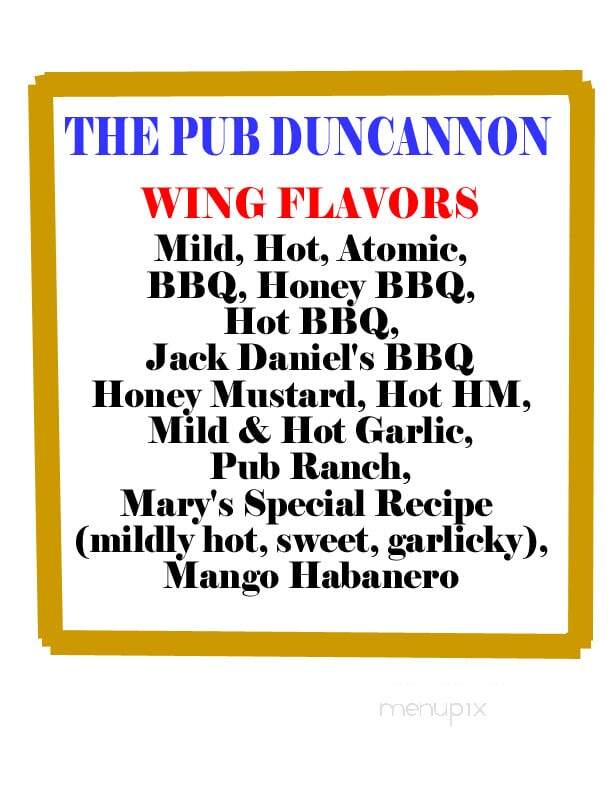 Pub - Duncannon, PA menu_pic