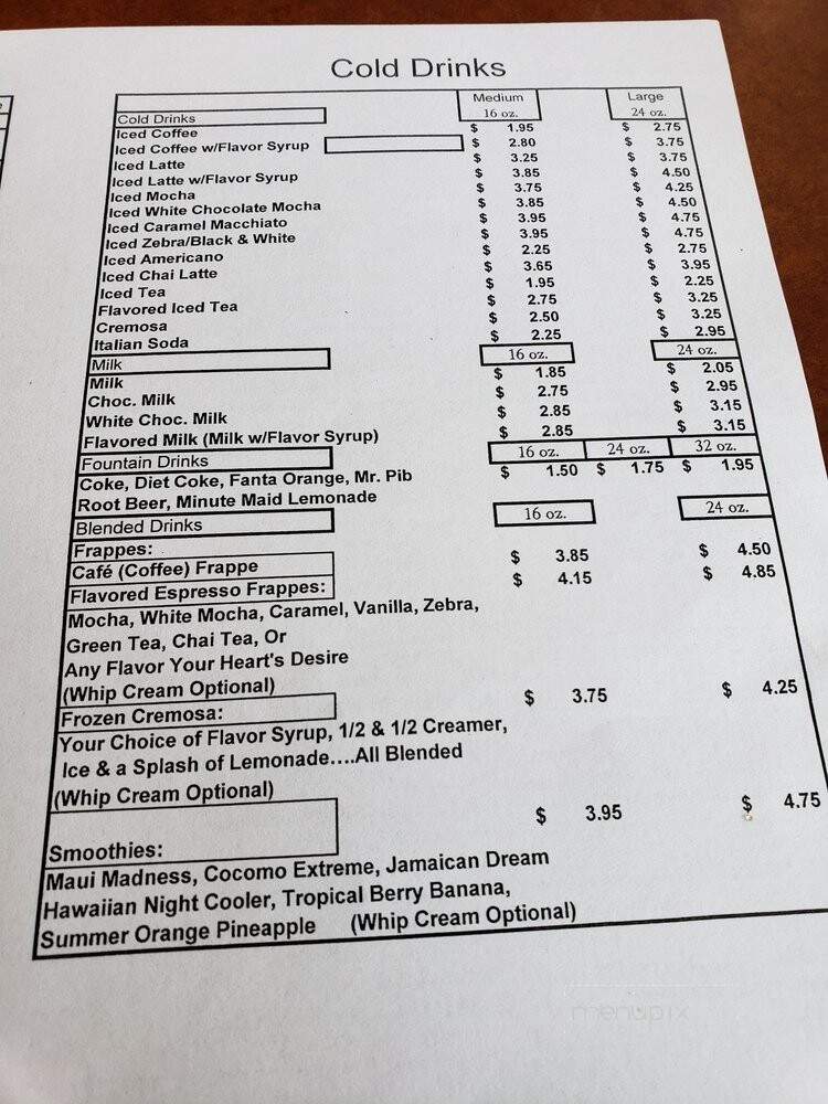 La Barista Espresso - Fairfield, CA menu_pic