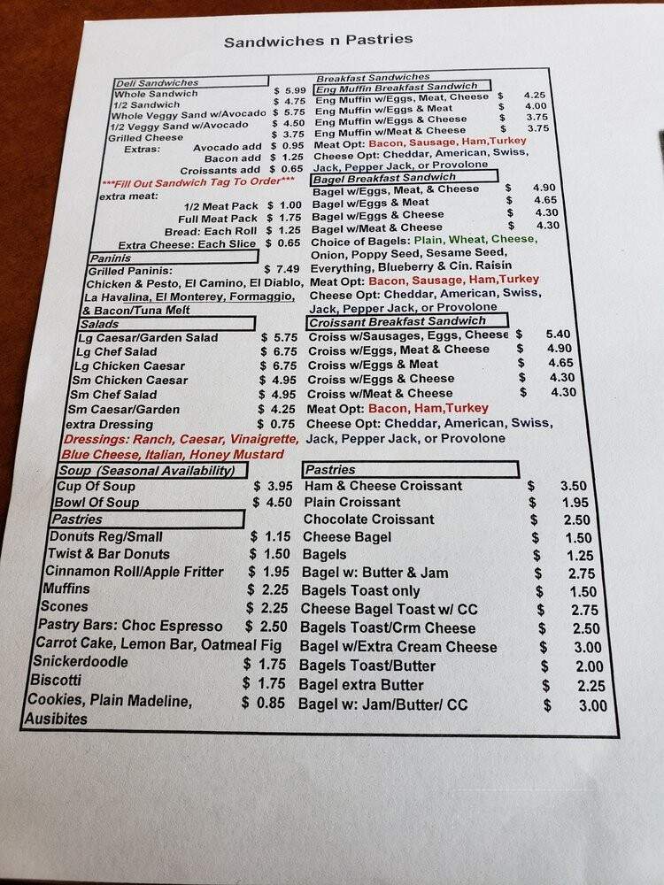 La Barista Espresso - Fairfield, CA menu_pic