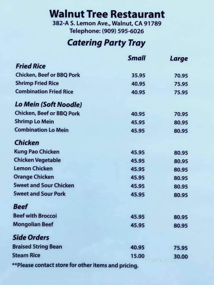 Walnut Tree Restaurant - Walnut, CA menu_pic