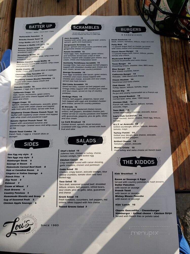Lou's Restaurant - Los Gatos, CA menu_pic