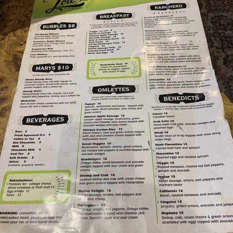Lou's Restaurant - Los Gatos, CA menu_pic