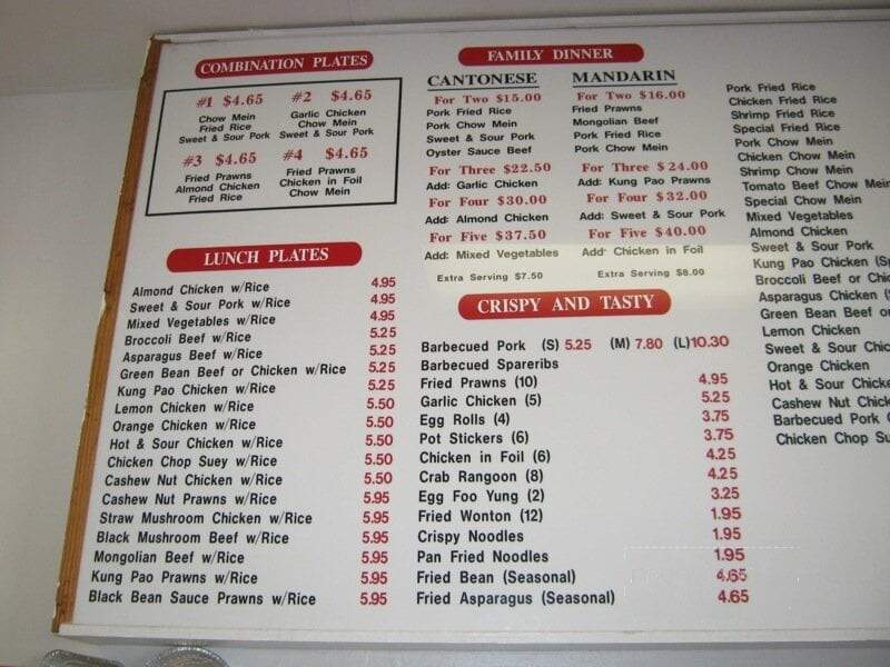 Wong's Chinese Deli - Escalon, CA menu_pic