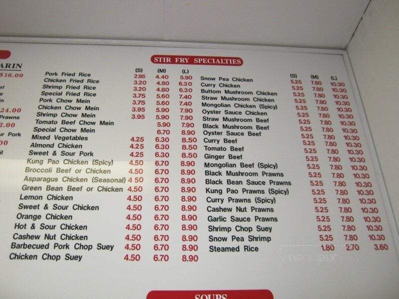 Wong's Chinese Deli - Escalon, CA menu_pic