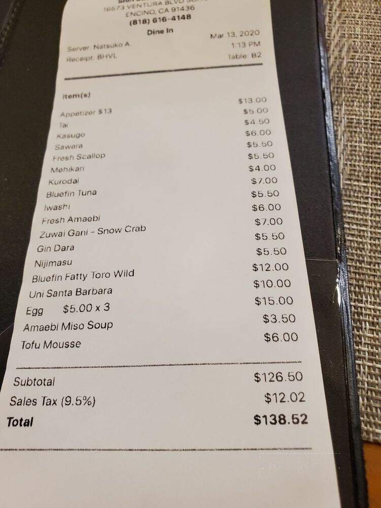 Shin Sushi - Los Angeles, CA menu_pic