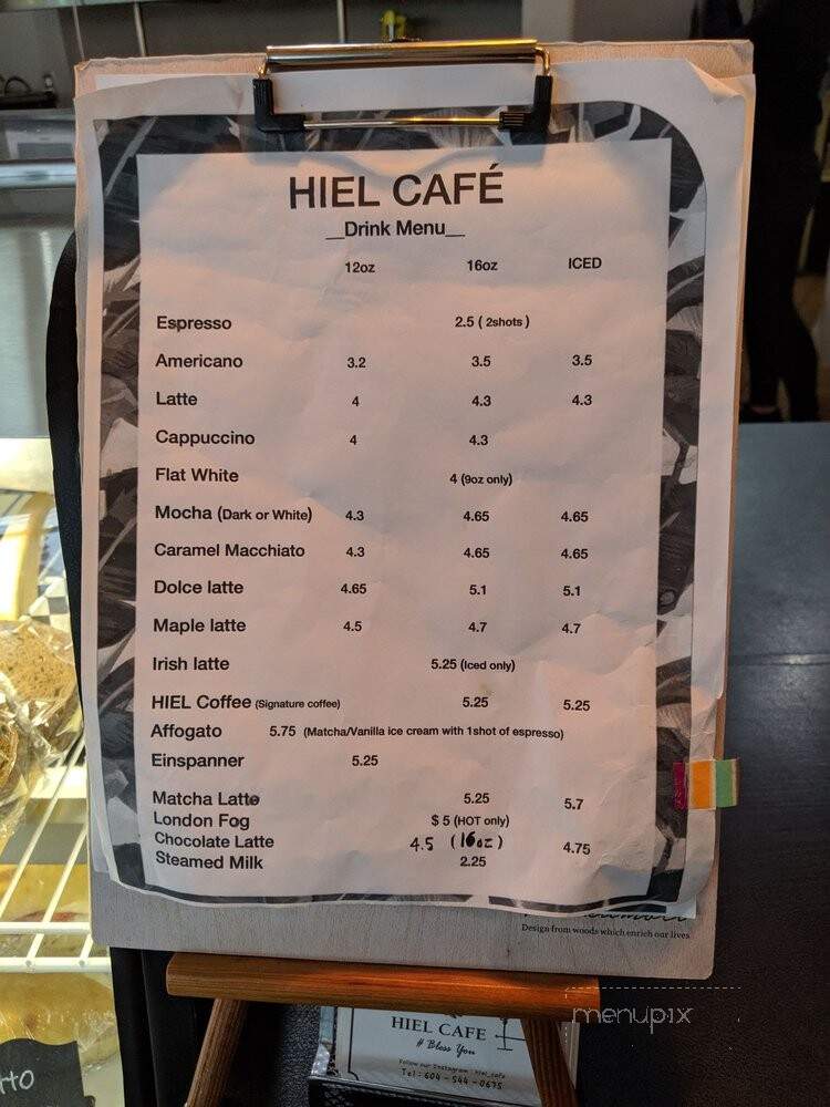Hiel Cafe - Burnaby, BC menu_pic