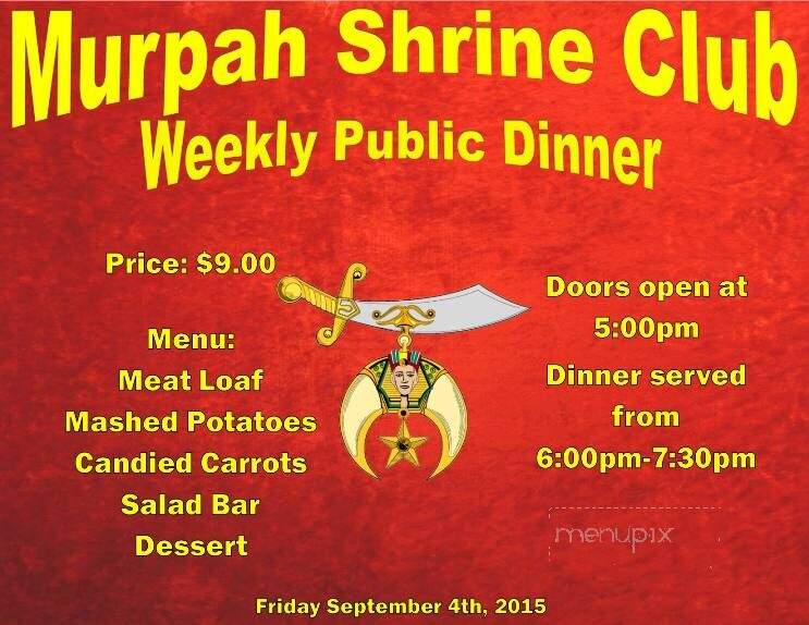 Murpah Shrine Club - Muncie, IN menu_pic