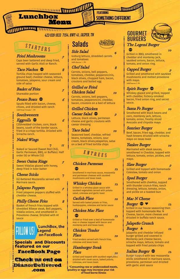 Lunch Box - Jasper, TN menu_pic