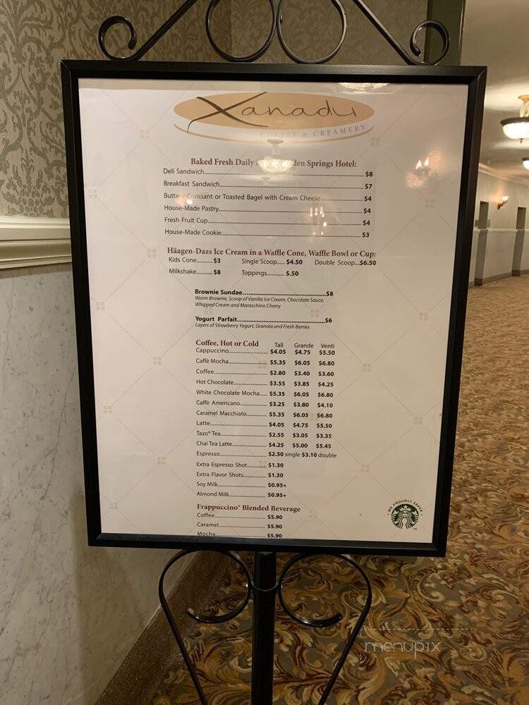 Xanadu Coffee and Creamery - West Baden Springs, IN menu_pic